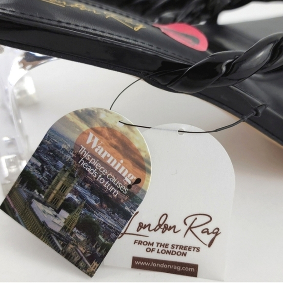 London Rag Black Inamorata Braided Cord Clear Heeled Sandals Square Toe Size 10 - Picture 8 of 12